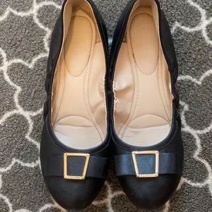 Size 9, Cole Haan, leather ballet flats. Black.